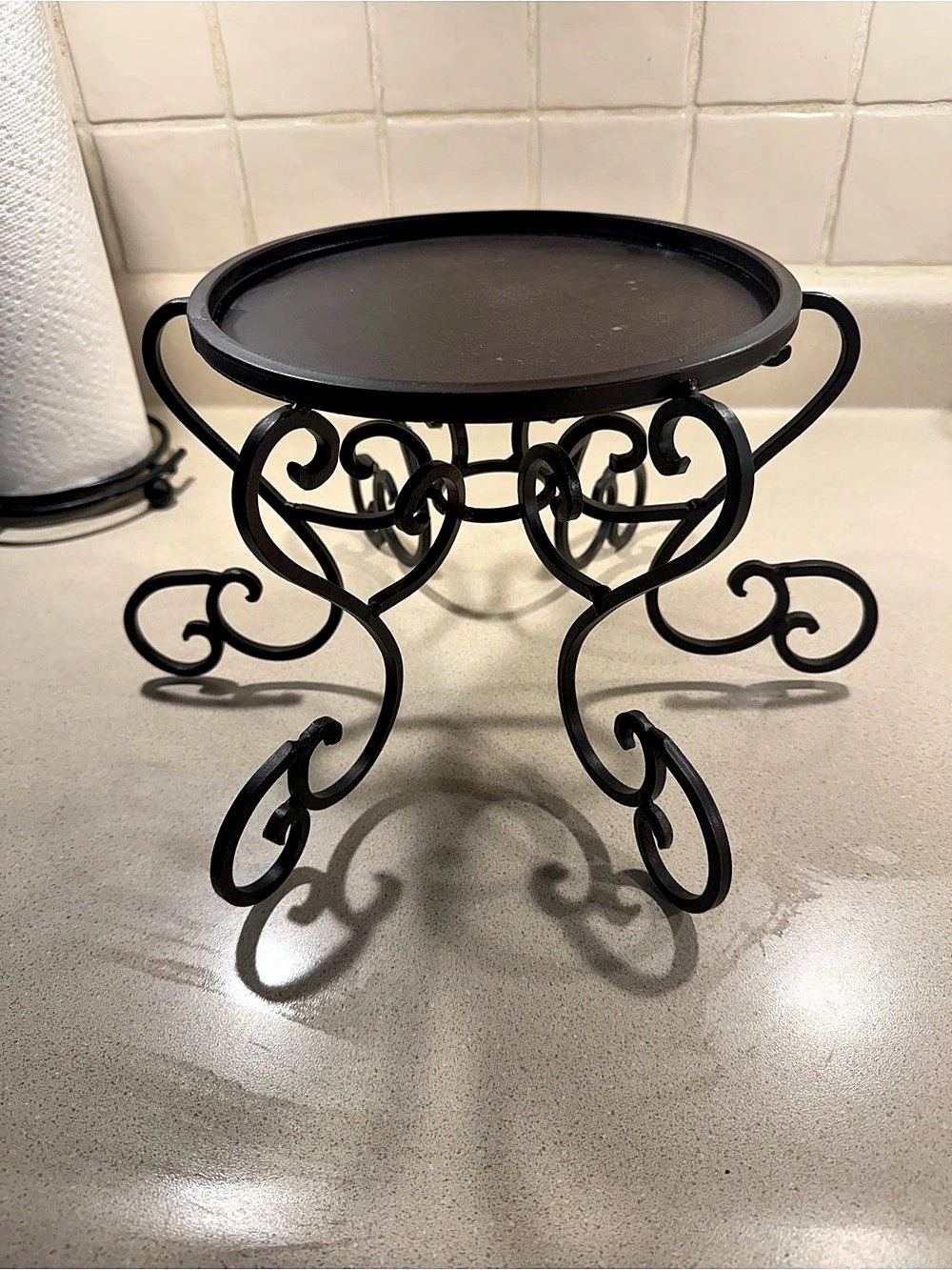 Black Metal Decorative Tray Stand
